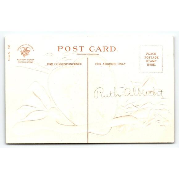 Ellen Clapsaddle Valentine Boy Curly Hair Roses A Token of Love Postcard 948 - Picture 2 of 2